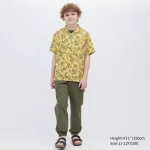 Uniqlo Viscose Printed Open Collar Short Sleeved Kids Shirts Yellow