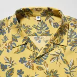 Uniqlo Viscose Printed Open Collar Short Sleeved Kids Shirts Yellow