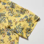 Uniqlo Viscose Printed Open Collar Short Sleeved Kids Shirts Yellow