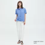 Uniqlo Viscose Short Sleeved Women’s Blouses Blue