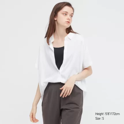 Uniqlo Viscose Short Sleeved Women’s Blouses White