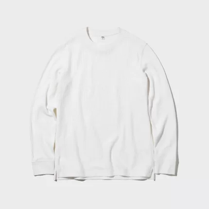 Uniqlo Waffle Crew Neck Long Sleeved Men’s T-Shirt White