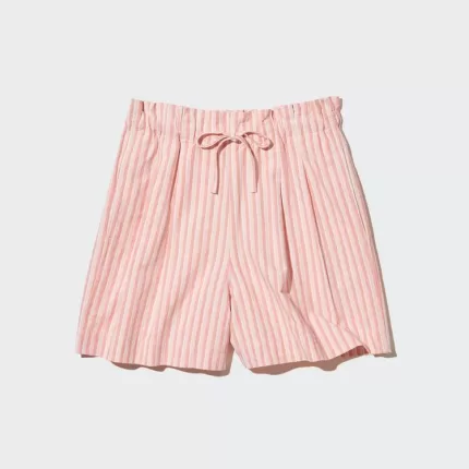 Uniqlo Women’s Cotton Linen Striped Shorts Light Orange