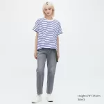 Uniqlo Women’s Cotton Striped French Sleeve T-Shirt White Blue