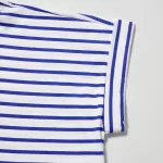 Uniqlo Women’s Cotton Striped French Sleeve T-Shirt White Blue