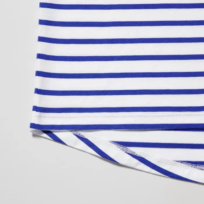 Uniqlo Women’s Cotton Striped French Sleeve T-Shirt White Blue