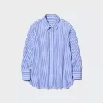 Uniqlo Women’s Cotton Striped Long Sleeved Shirts Blue White