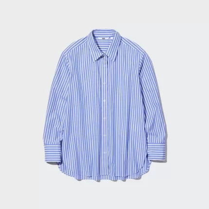 Uniqlo Women’s Cotton Striped Long Sleeved Shirts Blue White