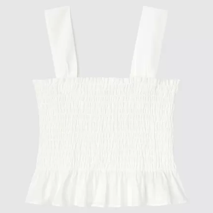 Uniqlo Women’s Gathered Cotton Sleeveless Blouses White