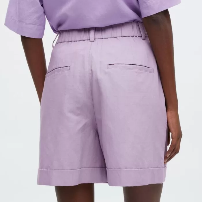 Uniqlo Women’s Linen Blend High Waisted Shorts Purple