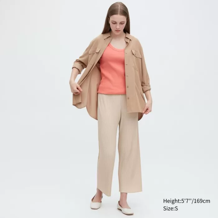 Uniqlo Women’s Pleated Straight Leg Easy Pants Beige