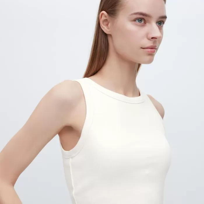 Uniqlo Women’s Ribbed Cropped Tank Top White