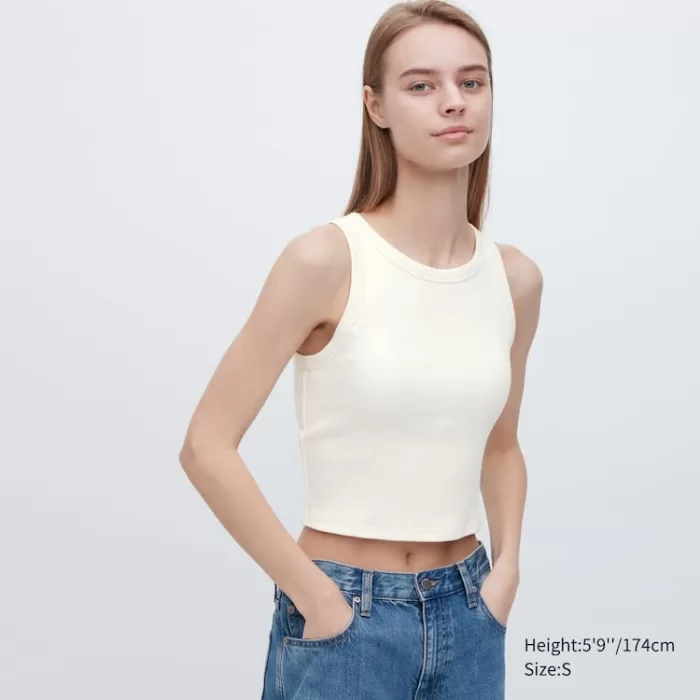 Uniqlo Women’s Ribbed Cropped Tank Top White