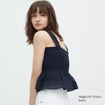 Uniqlo Women’s Sleeveless Cotton Blouses Navy Blue