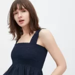 Uniqlo Women’s Sleeveless Cotton Blouses Navy Blue