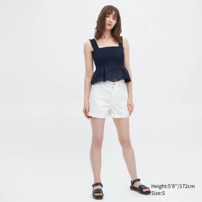 Uniqlo Women’s Sleeveless Cotton Blouses Navy Blue