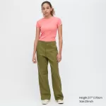 Uniqlo Women’s Wide Leg Baker Pants Olive Green