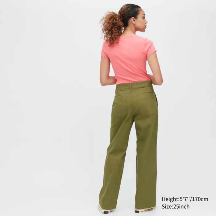 Uniqlo Women’s Wide Leg Baker Pants Olive Green