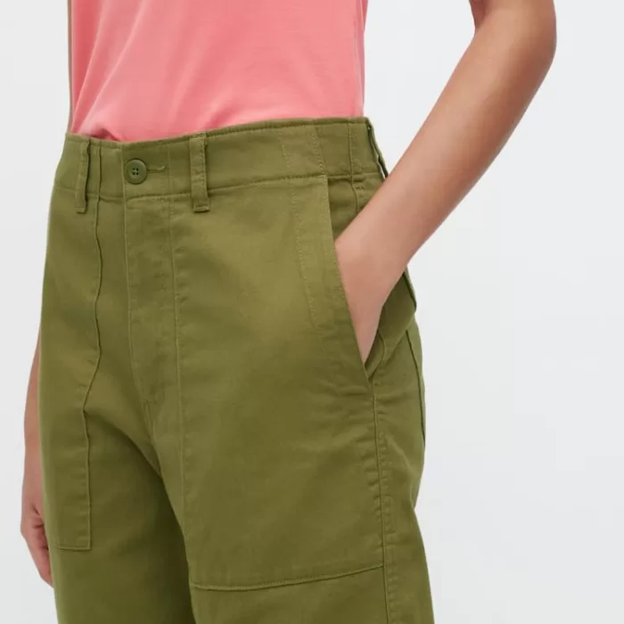 Uniqlo Women’s Wide Leg Baker Pants Olive Green