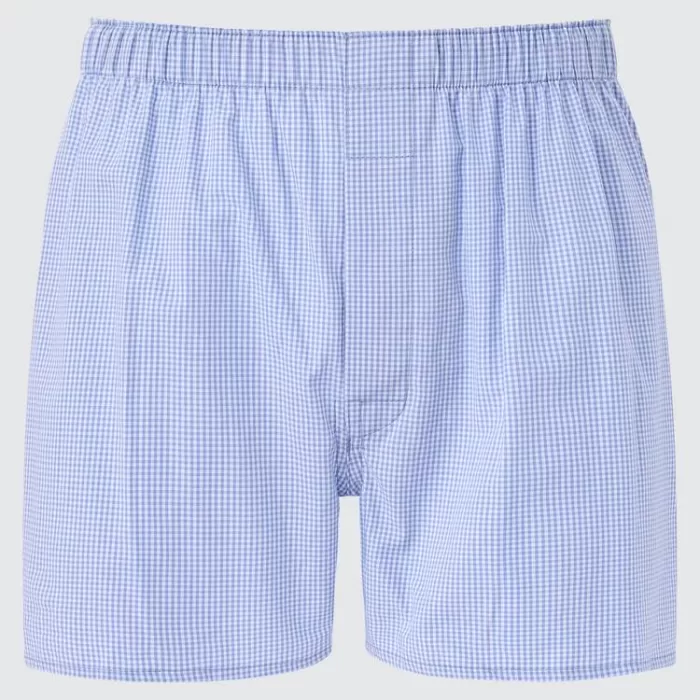 Uniqlo Woven Checked Boxer Underwear (2021 Season) Men Blue